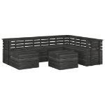 Set Divani da Giardino su Pallet 8 pz Legno Pino Grigio Scuro