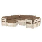 Set Divani da Giardino su Pallet 10 pz con Cuscini Legno Abete