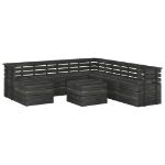 Set Divani da Giardino su Pallet 9 pz Legno Pino Grigio Scuro