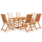 Set da Pranzo da Giardino 7 pz con Cuscini in Legno di Teak