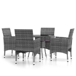 Set da Pranzo per Giardino 5 pz in Polyrattan Grigio