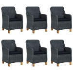Set Pranzo da Giardino 7 pz con Cuscini Polyrattan Grigio Scuro
