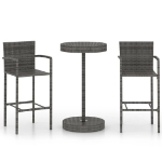 Set Bar da Giardino 3 pz in Polyrattan Grigio