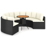 Set Divani da Giardino 7 pz con Cuscini in Polyrattan Nero