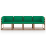 Divano Giardino Pallet a 4 Posti Cuscini Legno Pino Impregnato