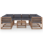 Set Salotto da Giardino 9 pz con Cuscini Antracite