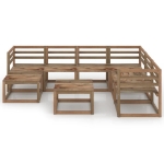 Set Salotto da Giardino 8pz in Legno di Pino Impregnato Marrone