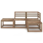 Set Salotto Giardino 4 pz in Legno di Pino Impregnato Marrone