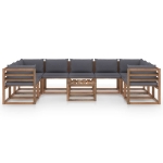 Set Salotto da Giardino 10 pz con Cuscini Antracite