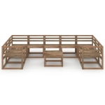 Set Salotto da Giardino 10 pz Legno di Pino Impregnato Marrone