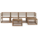 Set Divani Giardino 6pz in Legno di Pino Impregnato Marrone