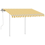 Tenda da Sole Retrattile Manuale con Pali 3x2,5 m Gialla Bianca