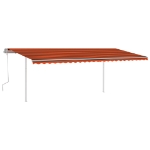 Tenda da Sole Retrattile Manuale con Pali 6x3 m Arancio Marrone