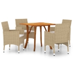 Set Mobili da Pranzo per Giardino 5 pz Beige