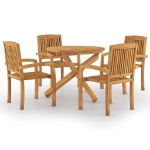 Set da Pranzo per Giardino 5 pz in Legno Massello di Teak