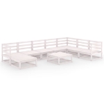 Set Divani da Giardino 9 pz Bianchi in Legno Massello di Pino