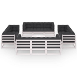 Set Divani da Giardino 13 pz con Cuscini Legno Massello di Pino