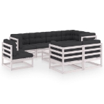 Set Salotto Giardino 9 pz Cuscini Antracite Legno Massello Pino
