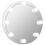 Specchio da Parete Rotondo con Luci LED in Vetro