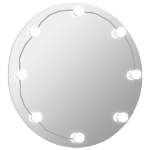 Specchio da Parete Rotondo Senza Cornice con Luci LED in Vetro