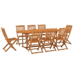 Set da Pranzo da Giardino 9 pz in Legno Massello di Acacia