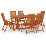 Set da Pranzo per Giardino 7 pz in Legno Massello di Eucalipto