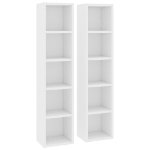 Scaffali Porta CD 2 pz Bianchi 21x16x93,5 cm Legno Multistrato