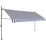 Tenda da Sole Retrattile Manuale con LED 350 cm Blu e Bianca