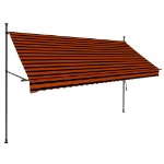 Tenda da Sole Retrattile Manuale LED 300 cm Arancione e Marrone