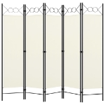 Paravento a 5 Pannelli Bianco Crema 200x180 cm