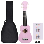 Set Ukulele Soprano con Borsa per Bambini Rosa 21"