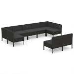 Set Divani da Giardino 9 pz con Cuscini in Polyrattan Nero