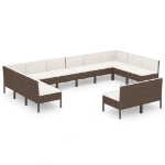 Set Divani da Giardino 12 pz con Cuscini in Polyrattan Marrone