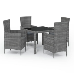 Set da Pranzo da Esterno 5 pz con Cuscini in Polyrattan Grigio