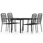 Set Mobili da Pranzo per Giardino 5 pz Nero