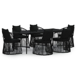 Set da Pranzo da Giardino 7 pz con Cuscini Nero