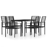 Set da Pranzo da Giardino 7 pz Nero