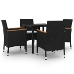 Set da Pranzo per Giardino 5 pz con Cuscini Polyrattan e Vetro
