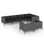 Set Divani da Giardino 7 pz con Cuscini Polyrattan Grigio Scuro