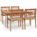 Set da Pranzo Giardino 5 pz con Cuscini Legno Massello di Teak