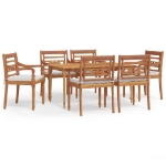 Set da Pranzo Giardino 7pz con Cuscini Legno Massello di Teak