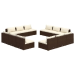 Set Divani da Giardino 12 pz con Cuscini in Polyrattan Marrone