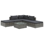 Set Divani da Giardino 6 pz con Cuscini in Polyrattan Grigio