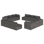 Set Divani da Giardino 12 pz con Cuscini in Polyrattan Grigio