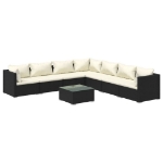 Set Divani da Giardino con Cuscini 8 pz in Polyrattan Nero