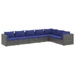 Set Divani da Giardino 7 pz con Cuscini in Polyrattan Grigio