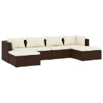 Set Divani da Giardino 6 pz con Cuscini in Polyrattan Marrone