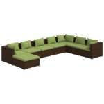 Set Divani da Giardino 8 pz con Cuscini in Polyrattan Marrone