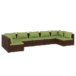 Set Divani da Giardino 7 pz con Cuscini in Polyrattan Marrone