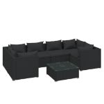 Set Divani da Giardino 7 pz con Cuscini in Polyrattan Nero